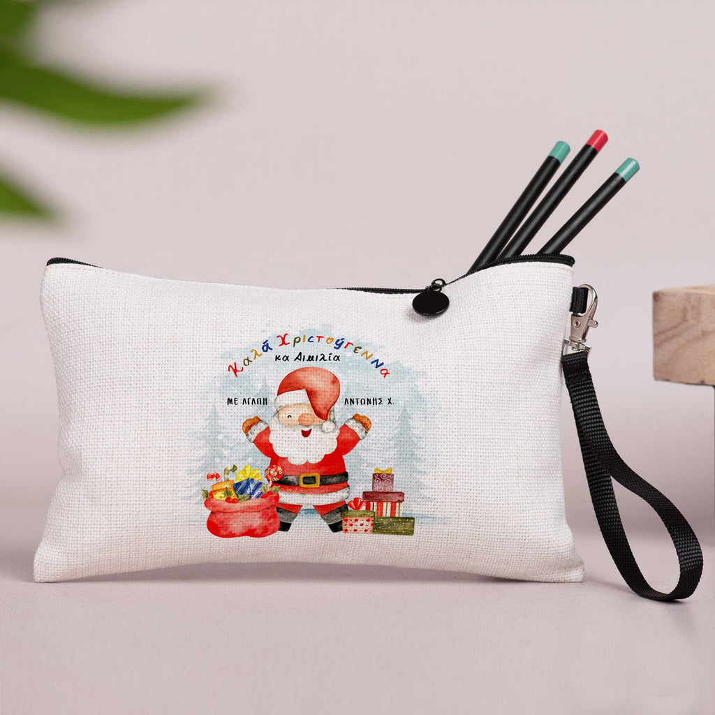 Teacher Santa Claus - Linen Pencil Case