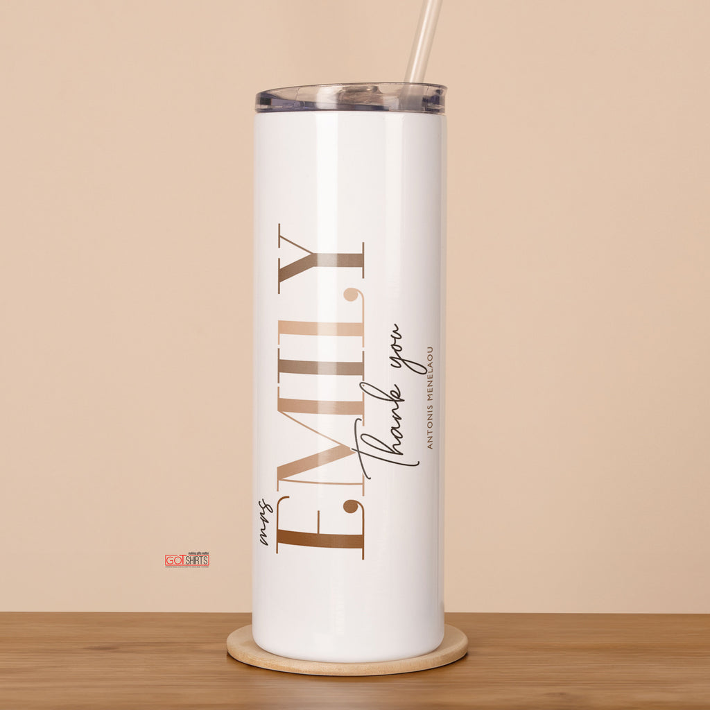 Thank you - Stainless Steel Skinny Tumbler With Straw