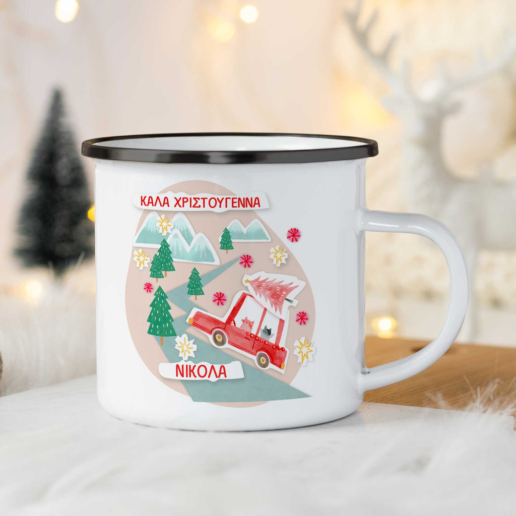 Christmas Car - Christmas S/Steel Enamel Mug