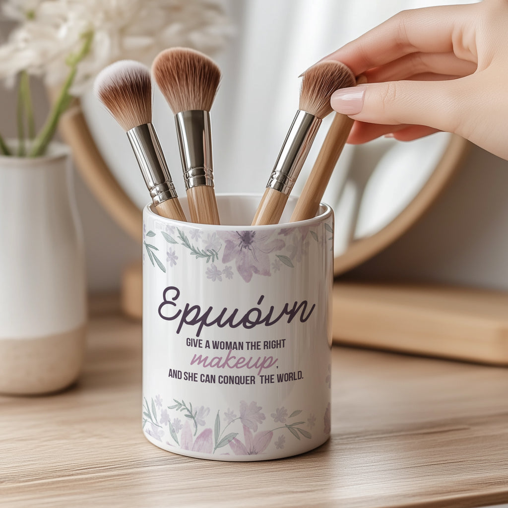 Conquer The World - Ceramic Make Up Brush Holder