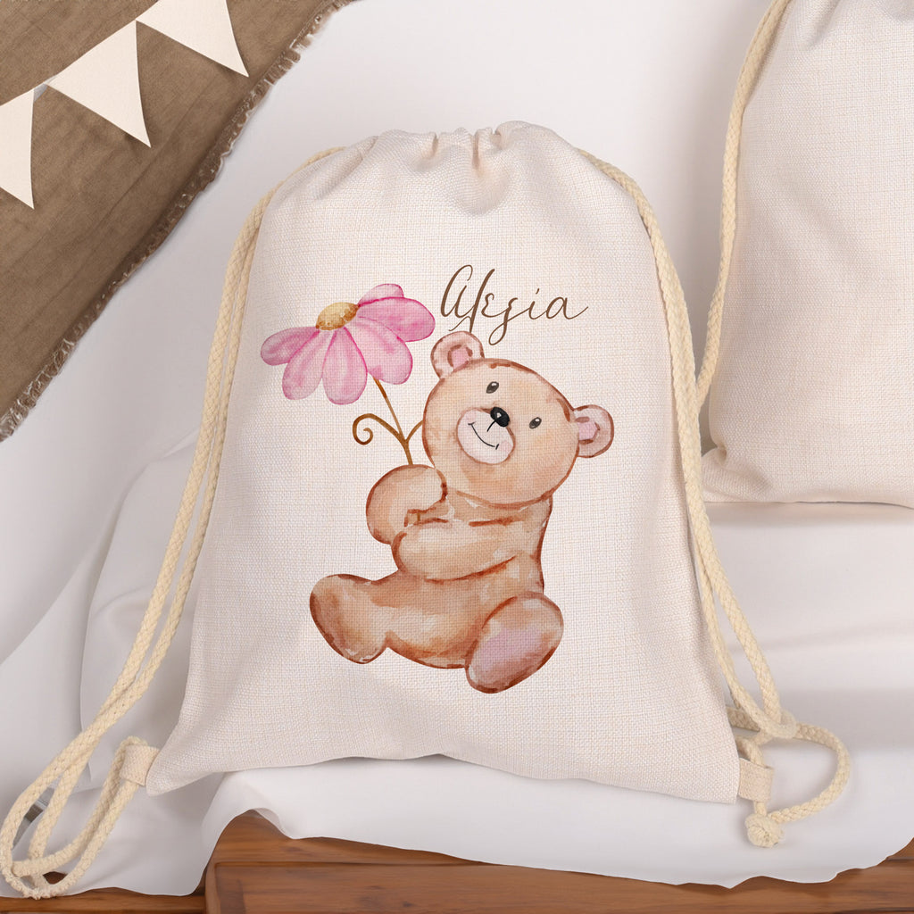 Bear - Drawstring Bag Linen