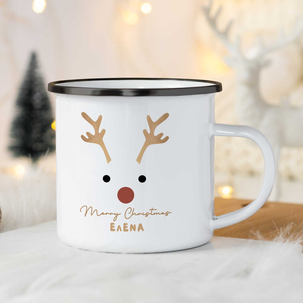 Gold Reindeer - Christmas S/Steel Enamel Mug