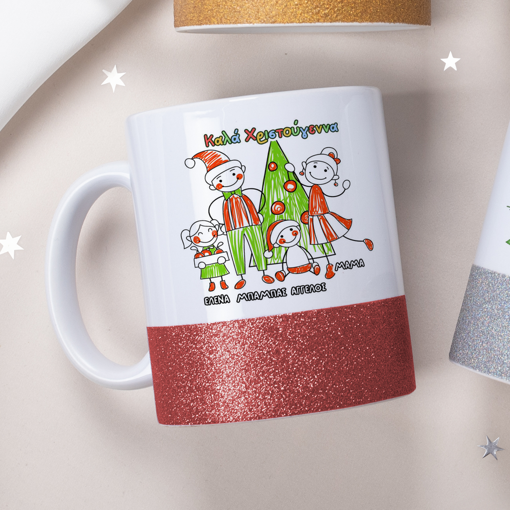 Christmas Family - Ceramic Glitter Mug