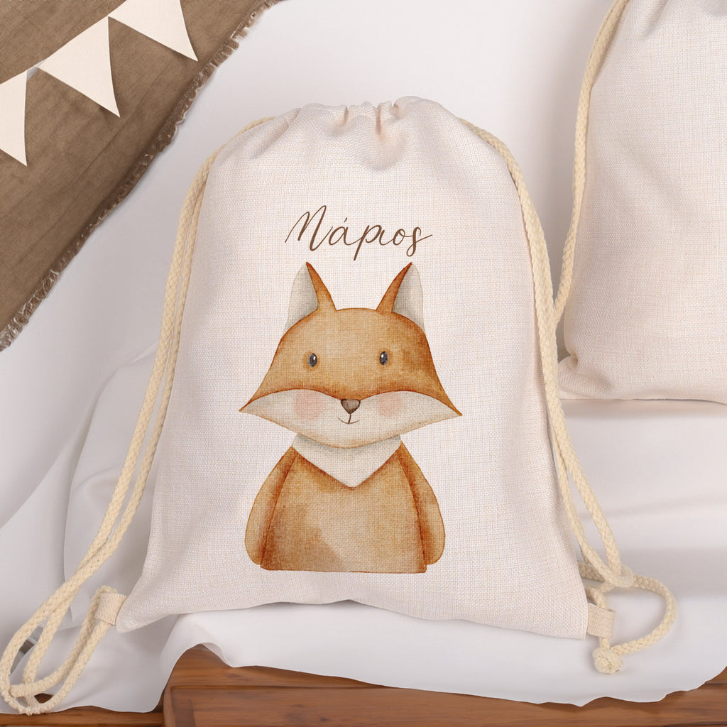 Cute Fox - Drawstring Bag Linen