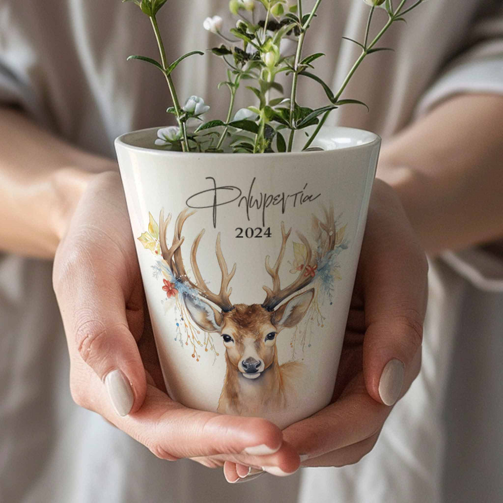 Watercolor Deer - Flower Pot