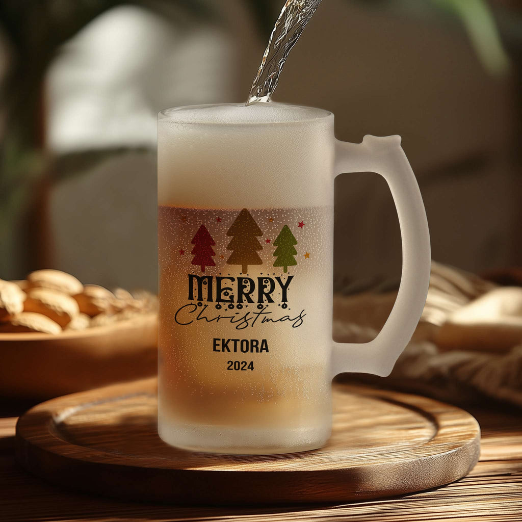 Merry Christmas - Frosted Beer Glass