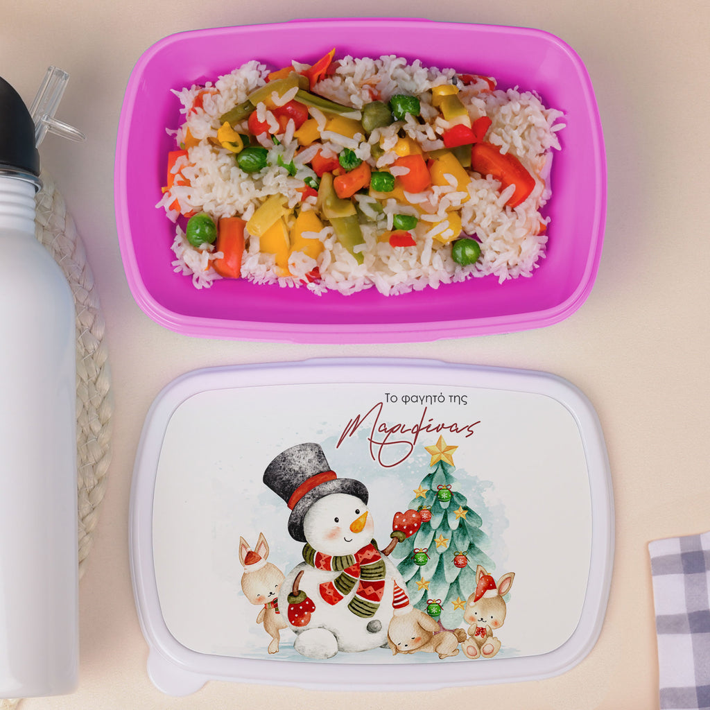 Snowman & Bunnies - Plastic Lunch Box