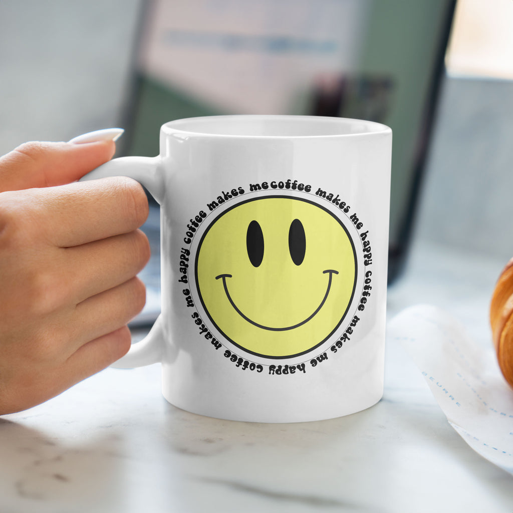 Coffee Makes Me Happy Yellow - Ceramic Mug 330ml