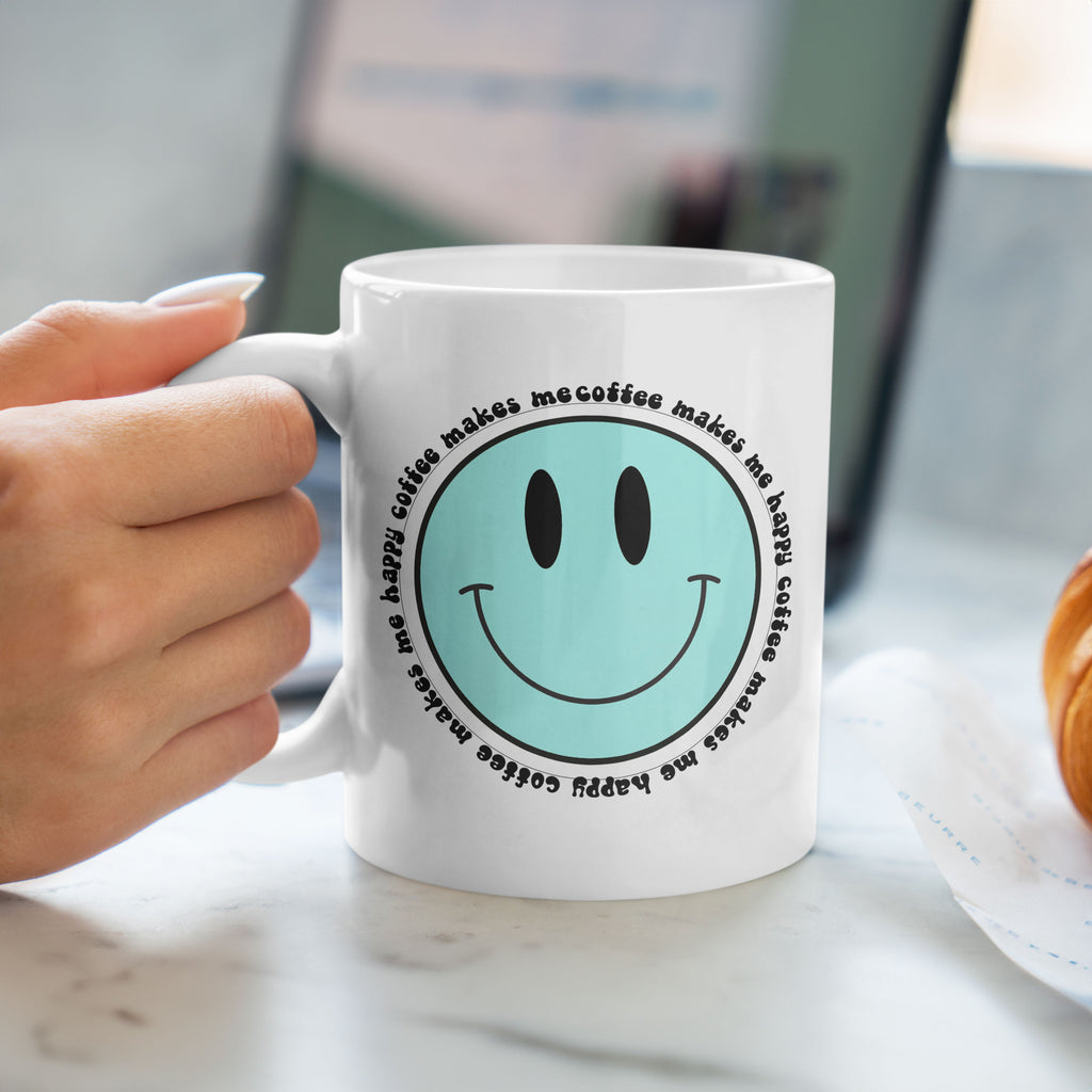 Coffee Makes Me Happy Blue - Ceramic Mug 330ml