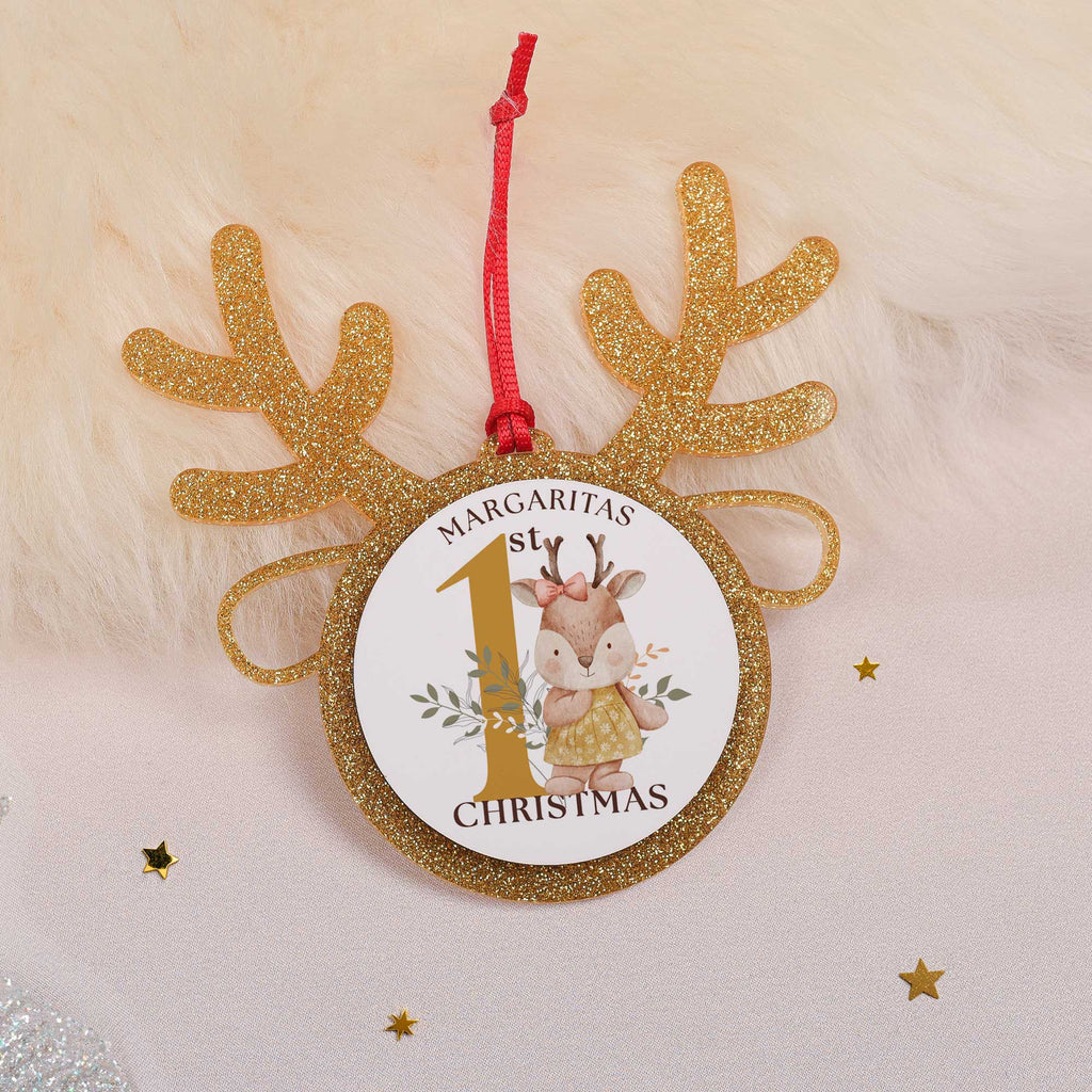 My First Christmas Deer - Glitter Reindeer Ornament