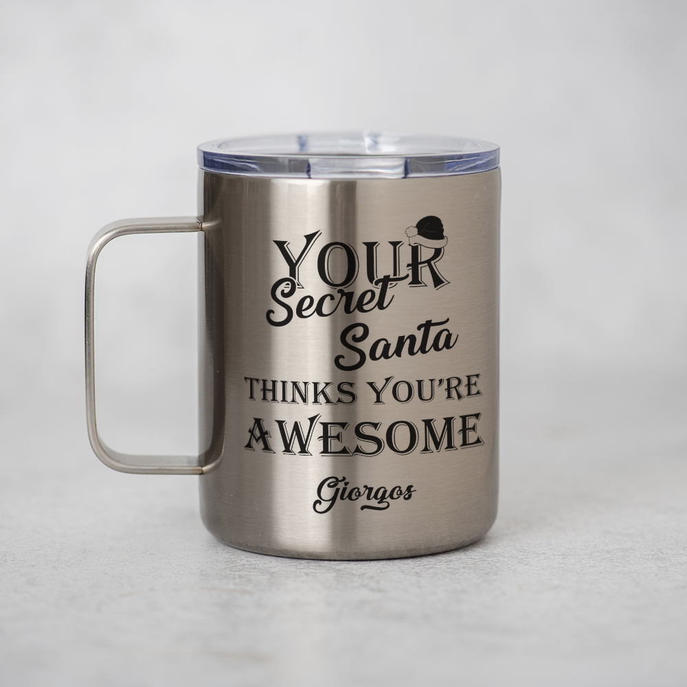 Your Secret Santa - Silver Stainless Steel Mug With Handle