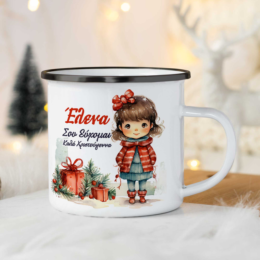 Christmas Girl - Christmas S/Steel Enamel Mug