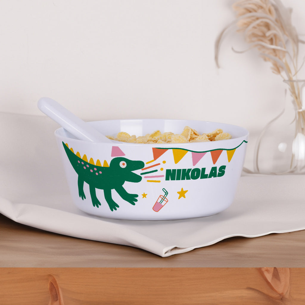 Personalized Plastic Bowl - Dinosaur