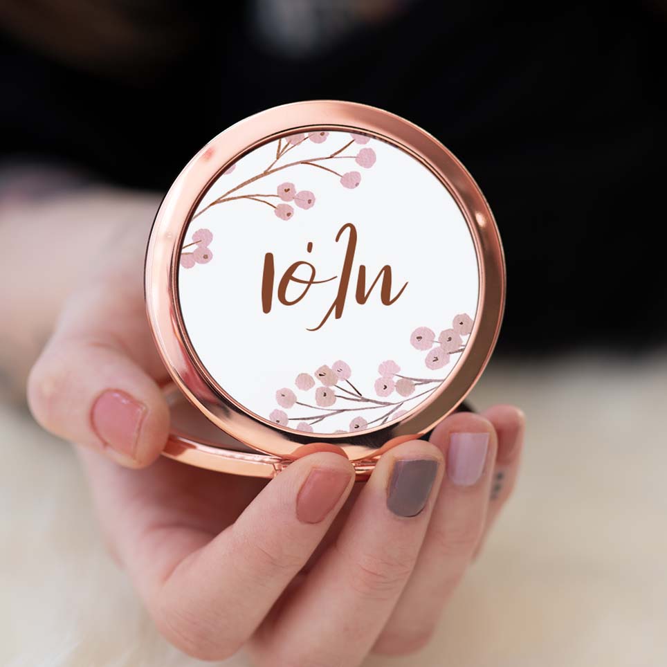 Flowers & Name - Compact Mirror