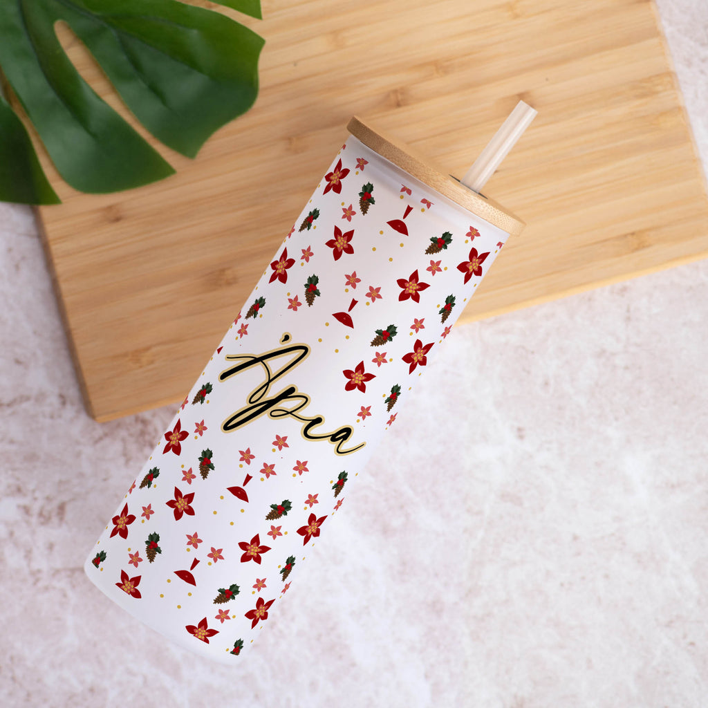 Christmas Pattern - Skinny Frosted Glass Tumbler