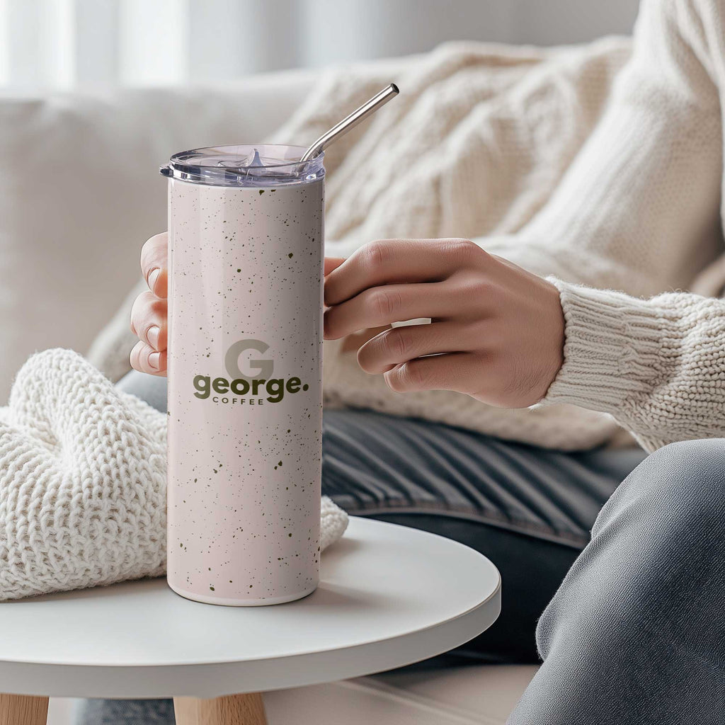 His Coffee - Stainless Steel Skinny Tumbler With Straw