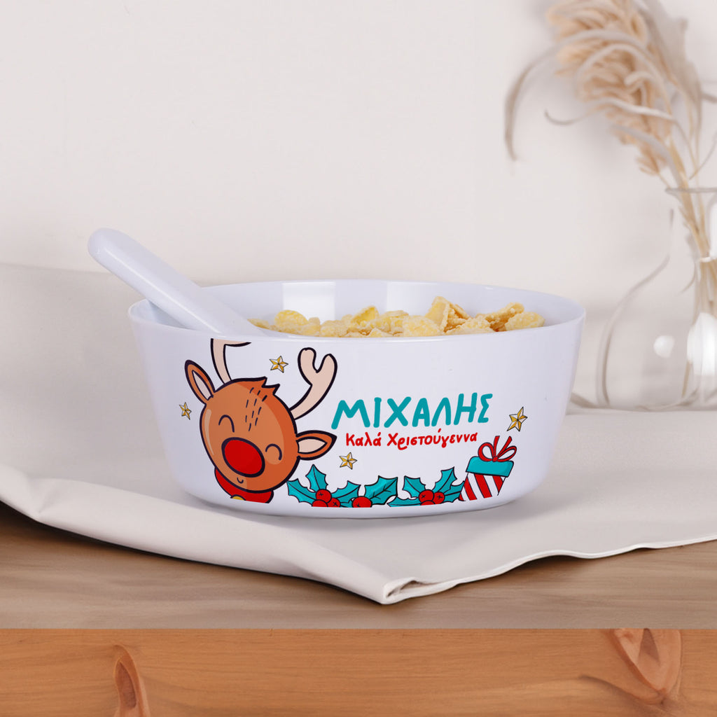 Personalized Plastic Bowl - Rudolph