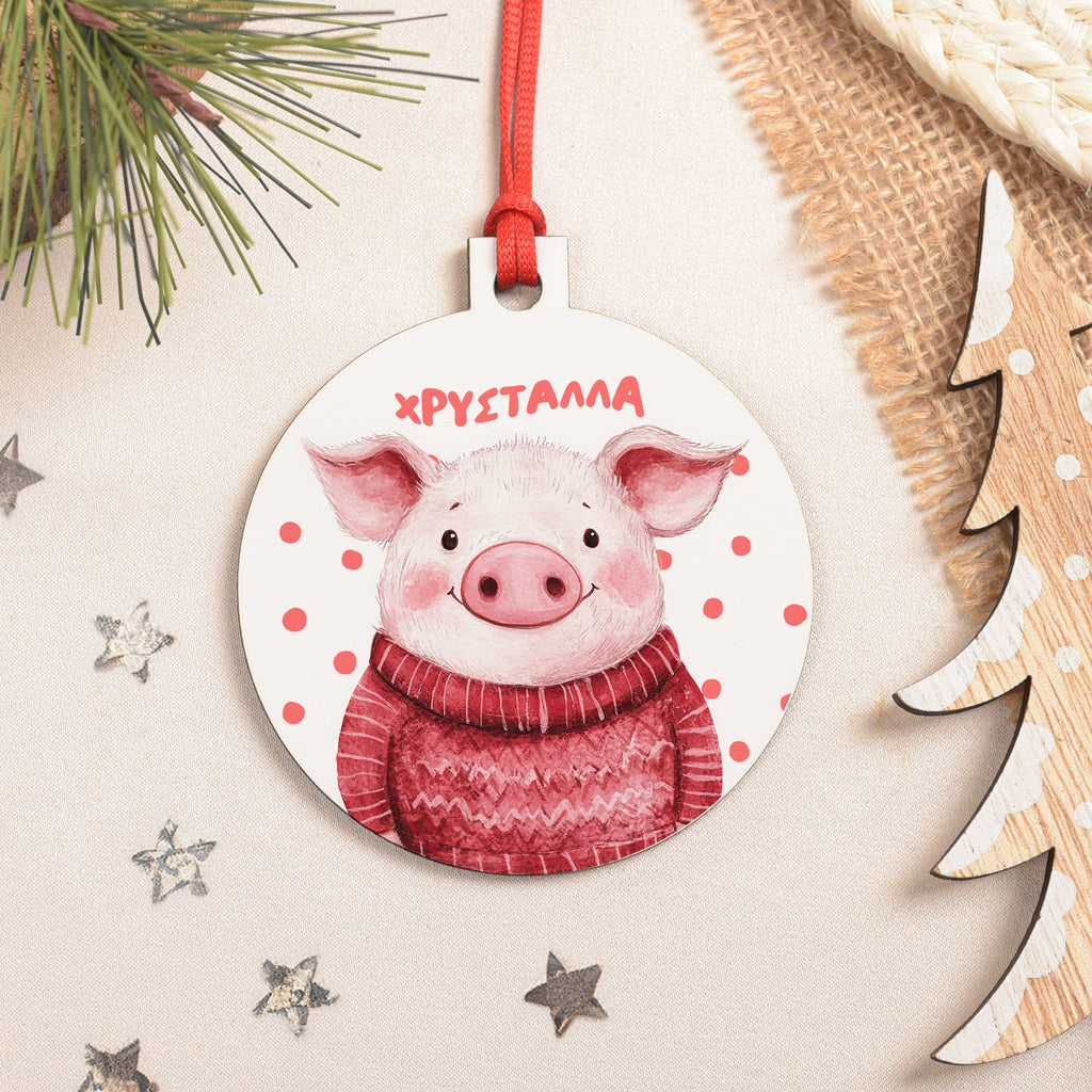 Pig In A Sweater - Wooden Ornament