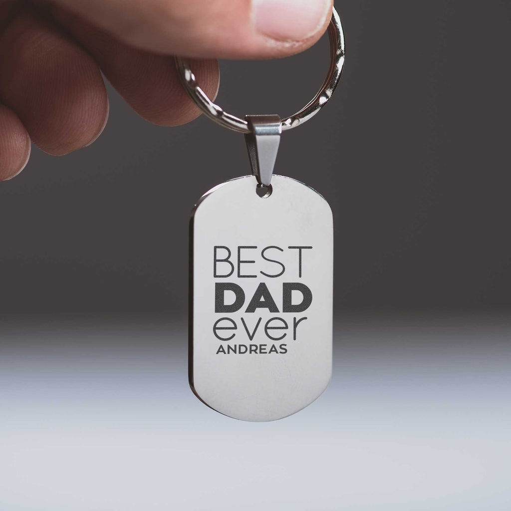 Best Dad Ever - Dog Tag Keyring (Engraved)