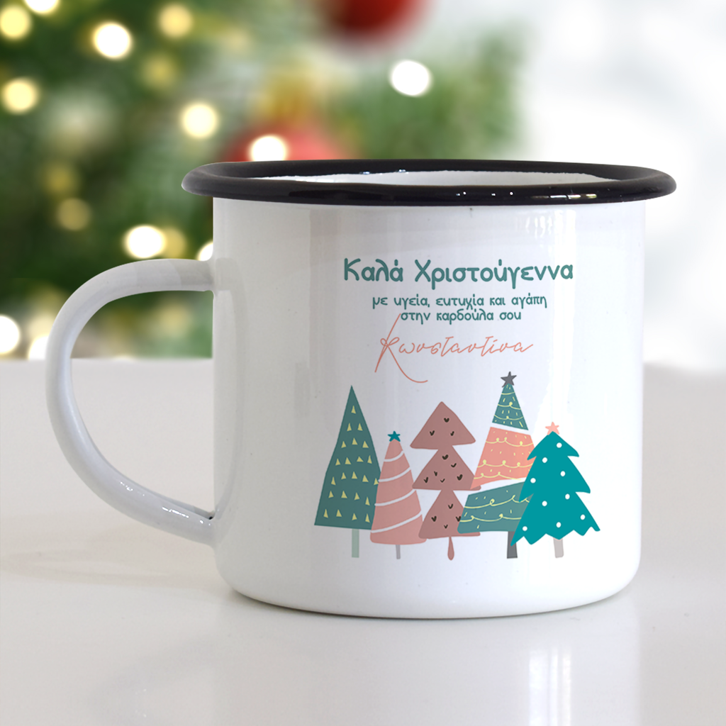 Christmas Trees - Christmas S/Steel Enamel Mug