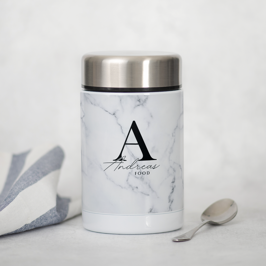 Letter & Name Grey Marble - Food Jar