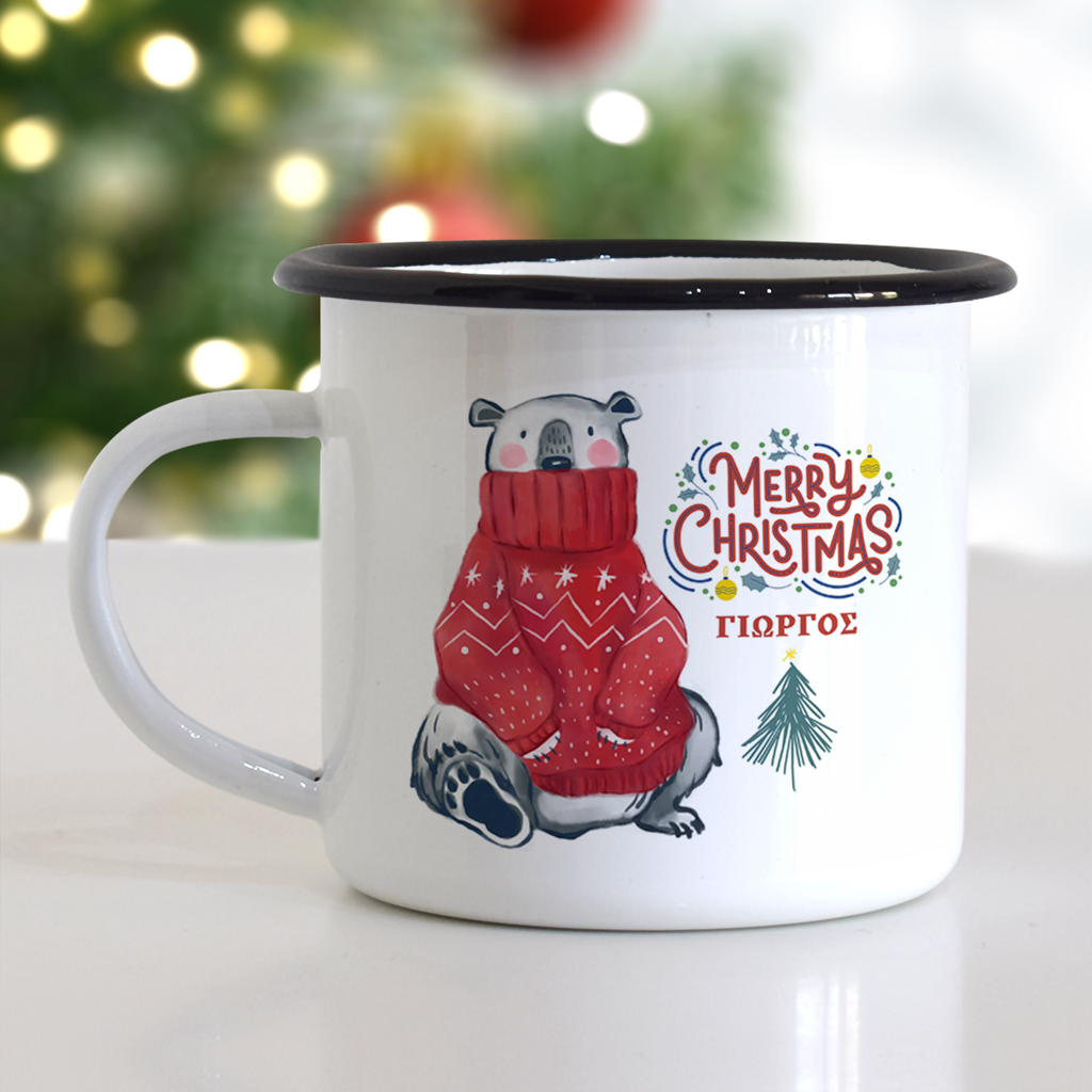 Christmas Bear - Christmas S/Steel Enamel Mug