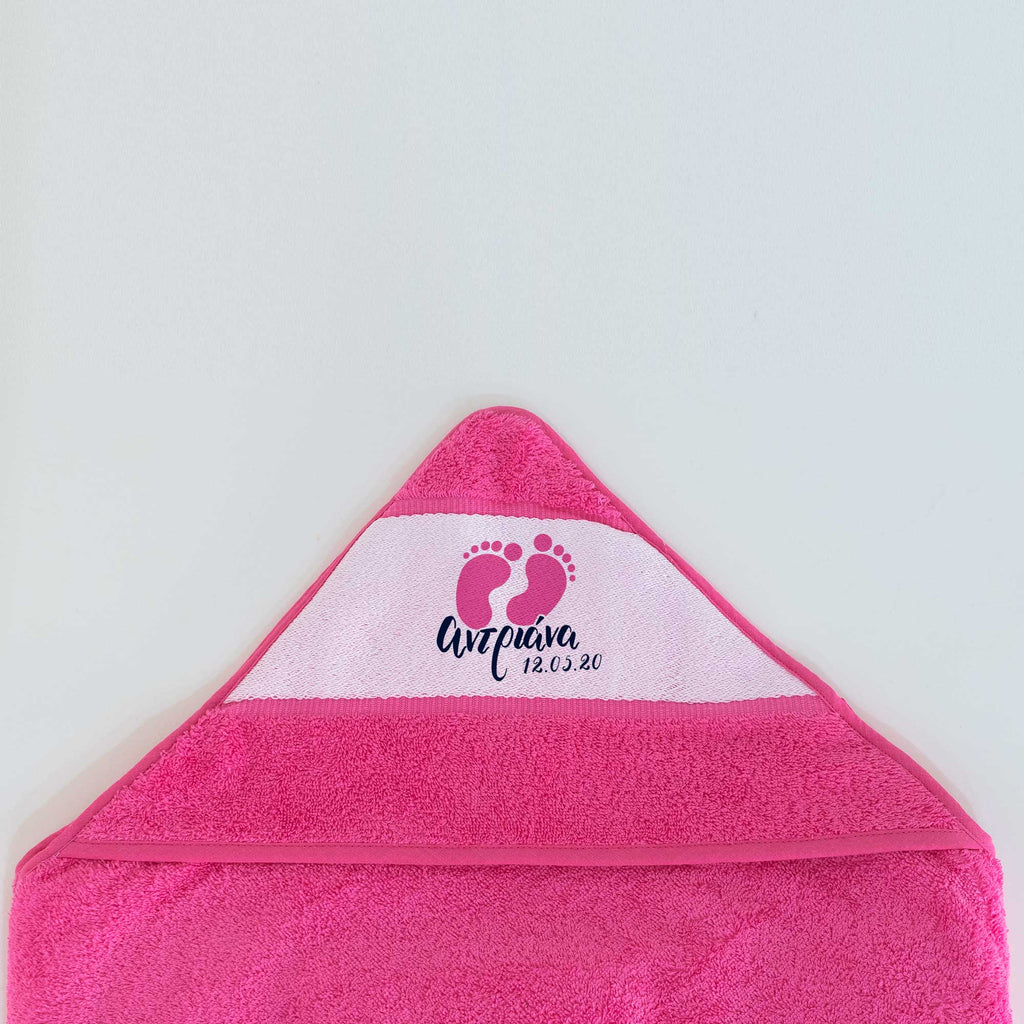 Pink Footprints - Baby Towel